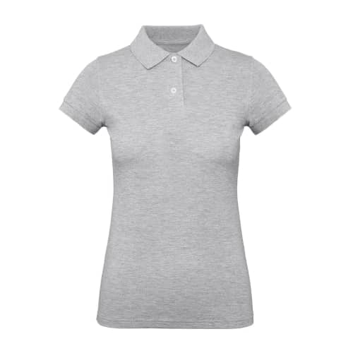 UK Printed B&C Women's Organic Cotton Polo Shirt in Heather Grey from Total Merchandise