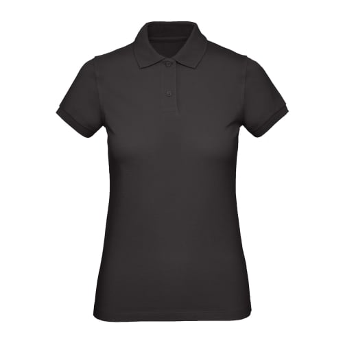 Corporate Branded B&C Women's Organic Cotton Polo Shirt in Black from Total Merchandise