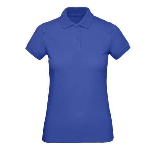 Custom Printed B&C Ladies' Organic Cotton Polo Shirt in Cobalt Blue from Total Merchandise