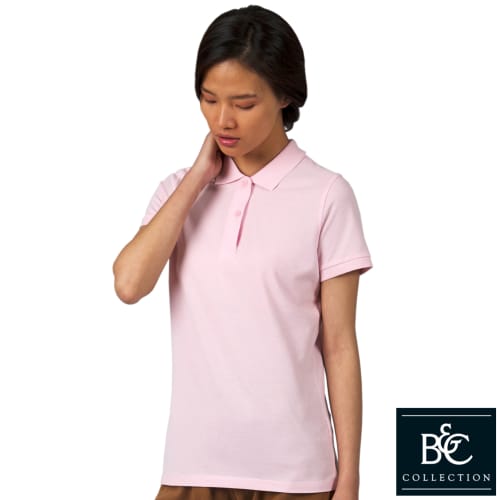 UK Printed B&C Ladies' Organic Cotton Polo Shirt in Orchid Pink from Total Merchandise