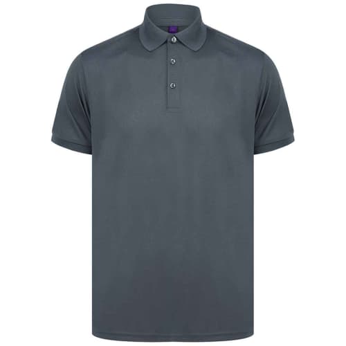 Promotional Henbury Recycled Polyester Polo Shirts in Charcoal from Total Merchandise