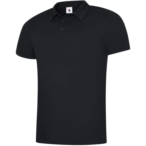 Promotional Uneek Men's Cool Performance Polo Shirts in Black from Total Merchandise