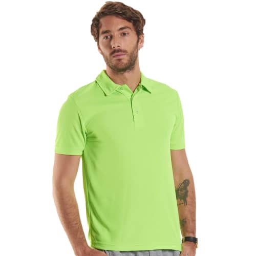 UK Printed Uneek Men's Cool Performance Polo Shirts in Electric Green from Total Merchandise