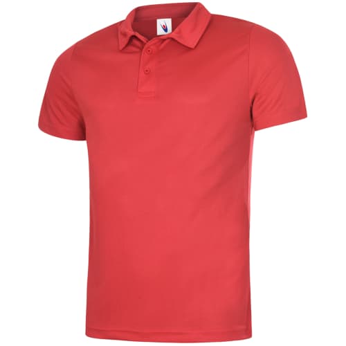 Custom Branded Uneek Men's Cool Performance Polo Shirts in Red from Total Merchandise