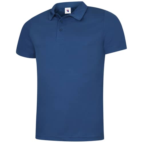 Corporate Branded Uneek Men's Cool Performance Polo Shirts in Royal Blue from Total Merchandise