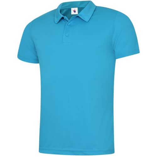 UK Printed Uneek Men's Cool Performance Polo Shirts in Sapphire Blue from Total Merchandise