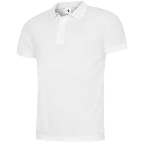 Custom Branded Uneek Men's Cool Performance Polo Shirts in White from Total Merchandise