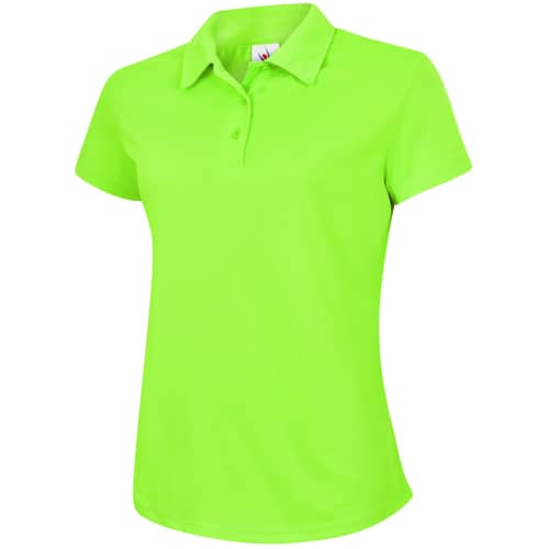 UK Printed Uneek Ladies' Cool Performance Polo Shirts in Electric Green from Total Merchandise