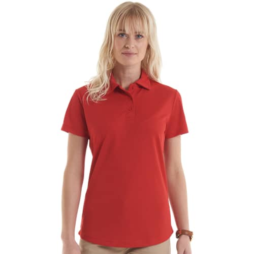 UK Branded Uneek Ladies' Cool Performance Polo Shirts in Red from Total Merchandise