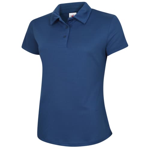 Promotional Uneek Women's Performance Polo Shirts in Royal Blue from Total Merchandise