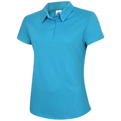 Custom Printed Uneek Ladies' Performance Polo Shirts in Sapphire Blue from Total Merchandise