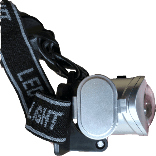 Logo Printed 8 LED Head Torches in Silver branded with your logo from Total Merchandise