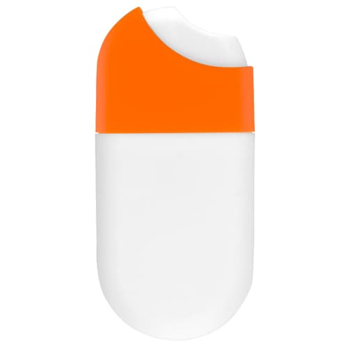 Customised Hand Sanitiser Spray with an orange lid from Total Merchandise