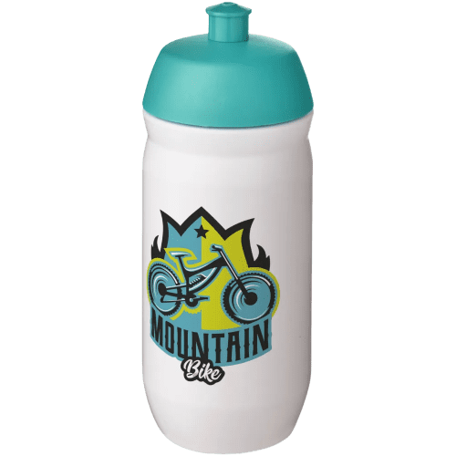 UK Branded Squeezy Sports Bottles in White/Aqua from Total Merchandise
