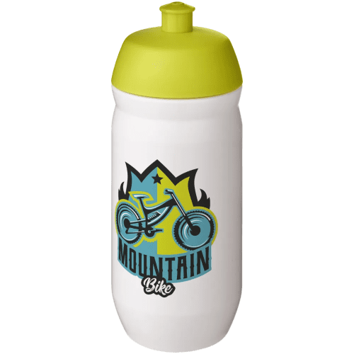 Promotional Squeeze Sports Bottles in White/Lime from Total Merchandise