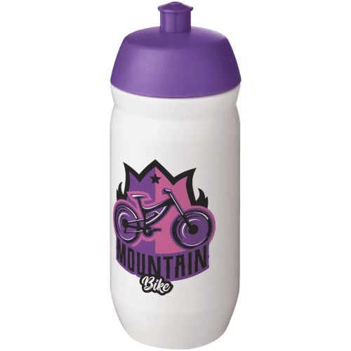 UK Printed Squeezy Sports Bottles in White/Purple from Total Merchandise