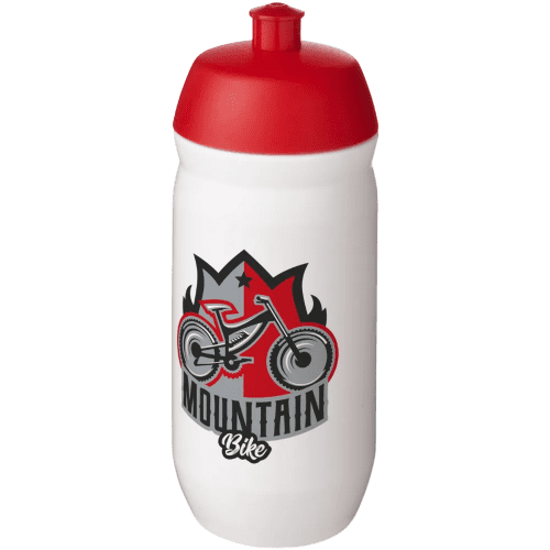 UK Branded 500ml HydroFlex™ Squeeze Sports Bottles in White/Red from Total Merchandise
