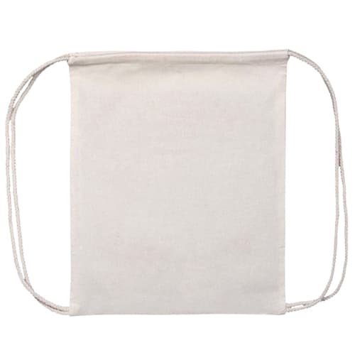 Flat View of UK Branded Cotton Drawstring Bags in Natural from Total Merchandise