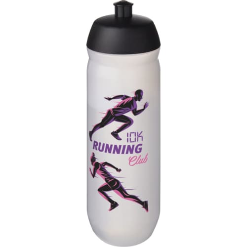 Promotional 750ml HydroFlex™ Squeezy Water Bottles in Frosted Clear/Black from Total Merchandise