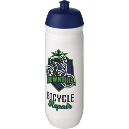 Branded 750ml HydroFlex™ Squeeze Sports Bottles in White/Blue from Total Merchandise