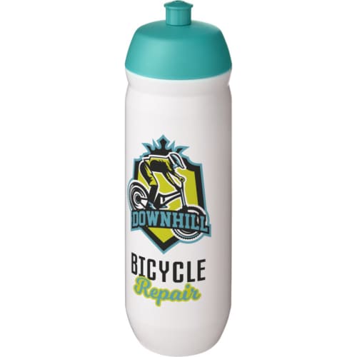 Promotional 750ml HydroFlex™ Squeeze Sports Bottles in White/Aqua from Total Merchandise