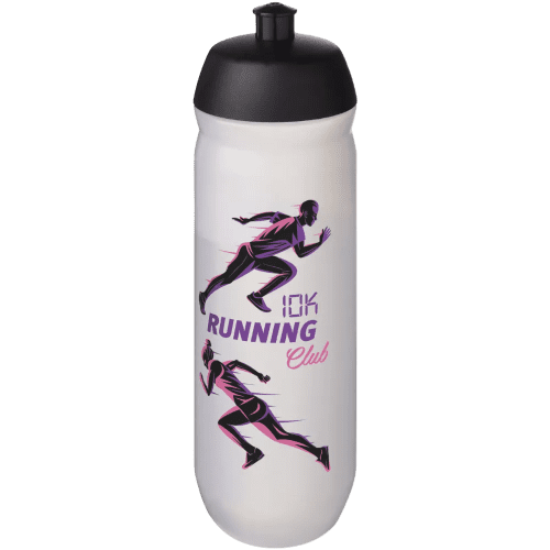 Promotional 750ml HydroFlex™ Squeezy Water Bottles in Frosted Clear/Black from Total Merchandise
