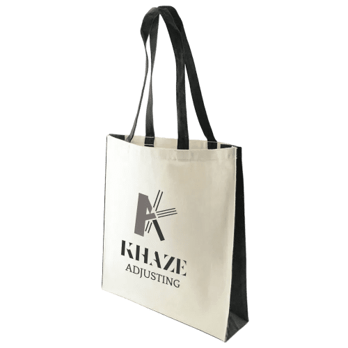 Custom Branded Kuku Canvas Tote Bags in Natural/Black Printed with a Logo by Total Merchandise
