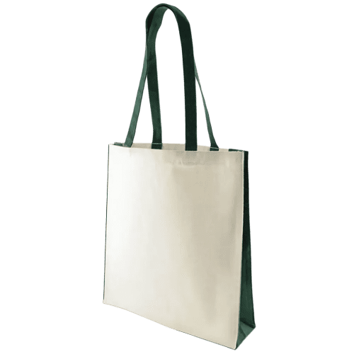 Corporate Branded Kuku Canvas Tote Bags in Natural/Green from Total Merchandise