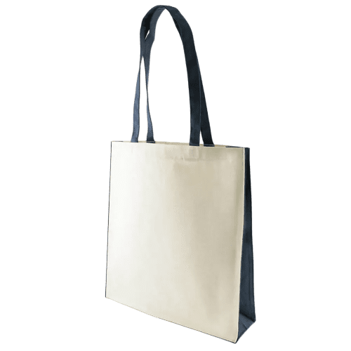 Promotional Kuku Canvas Tote Bags in Natural/Navy from Total Merchandise
