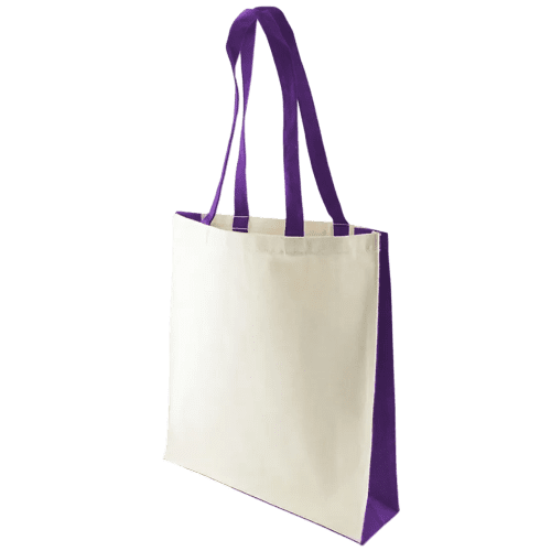 Custom Branded Kuku Canvas Tote Bags in Natural/Purple from Total Merchandise