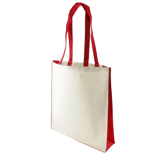 Custom Printed Kuku Canvas Tote Bags in Natural/Red from Total Merchandise
