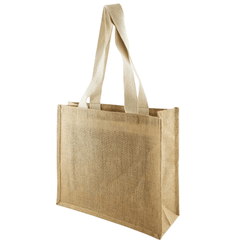 UK Printed Medium Chui Jute Bags in Natural from Total Merchandise