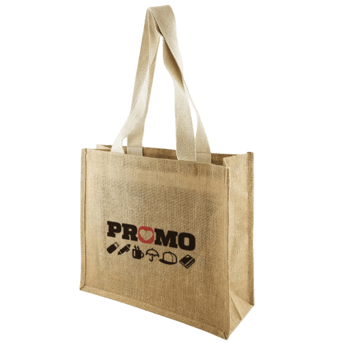Custom Branded Medium Chui Jute Bags in Natural Printed with a Logo by Total Merchandise