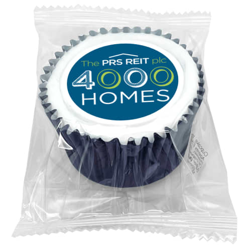 Promotional Wrapped Printed Cupcakes in Navy Wrappers from Total Merchandise