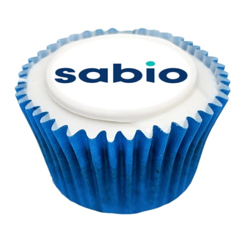 UK Branded Cupcakes in Blue Wrappers Printed with a Logo by Total Merchandise