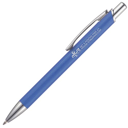 UK Express Branded Aluminium Swallow Ballpens in Blue Engraved with a Logo by Total Merchandise