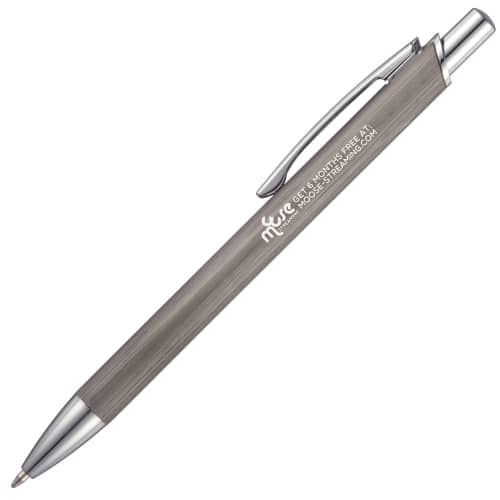 UK Express Branded Aluminium Swallow Ballpens in Charcoal Engraved with a Logo by Total Merchandise