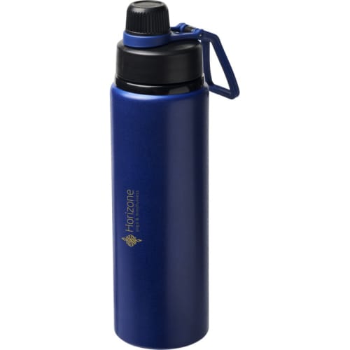 Kivu Promotional Metal Sports Bottles in Navy Blue Printed with a Logo by Total Merchandise