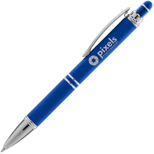 Promotional Phoenix Soft Stylus Pens in Blue Printed with a Logo by Total Merchandise