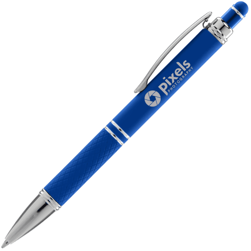 Promotional Phoenix Soft Stylus Pens in Blue Printed with a Logo by Total Merchandise