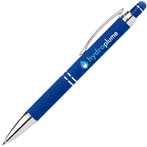 Custom Printed Phoenix Soft Stylus Pens in Bright Blue Printed with a Logo by Total Merchandise