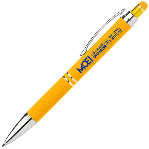 Promotional Phoenix Soft Stylus Pens in Bright Yellow Printed with a Logo by Total Merchandise