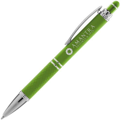 Custom Branded Phoenix Soft Stylus Pens in Green Printed with a Logo by Total Merchandise