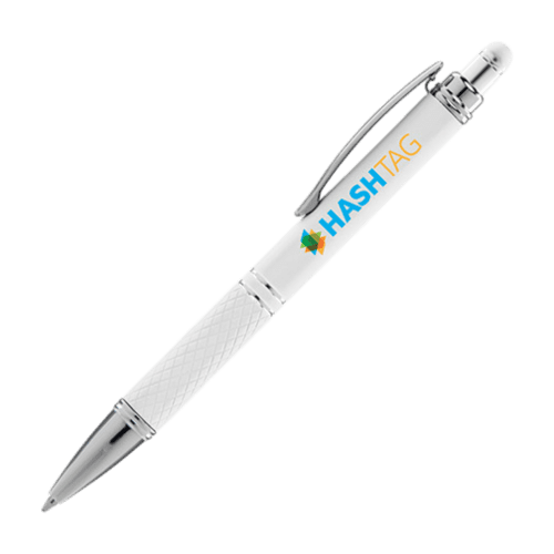 Personalised Phoenix Soft Stylus Pens in White Printed with a Logo by Total Merchandise