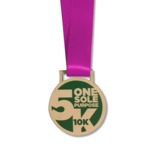 Personalisable Wooden Medals on rPET Ribbons can be printed or engraved with your company's design