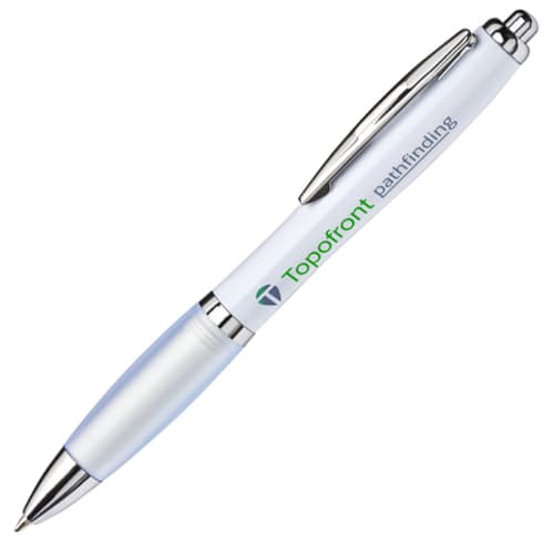 Nash White Barrel Ballpens with Coloured Grip in White/White