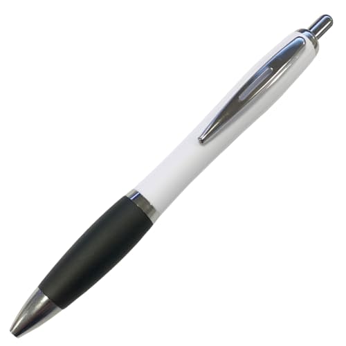 Nash White Barrel Ballpens with Coloured Grip in White/Black