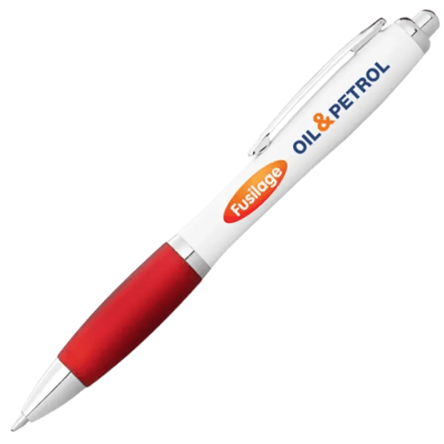 Nash White Barrel Ballpens with Coloured Grip in White/Red