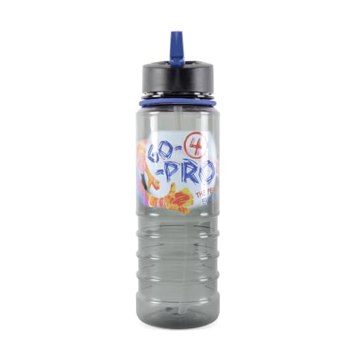 UK Printed Lucas Sports Bottle with Straw in Transparent Black/Blue from Total Merchandise