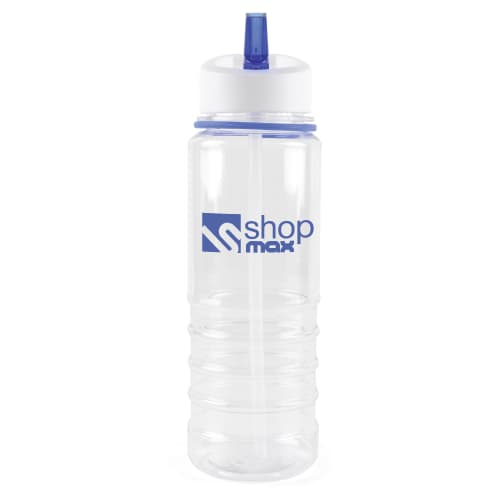 Express UK Printed Tarn Drinks Bottle with Straw and Royal Blue Trim from Total Merchandise